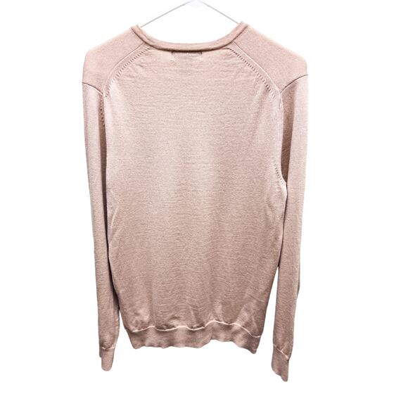 Banana Republic Merino X Fine Wool Beige V-Neck Sweater Pullover M Dark Academia - Picture 4 of 5